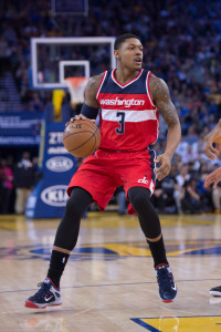 March 23, 2015; Oakland, CA, USA; Washington Wizards guard Bradley Beal (3) dribbles the basketball during the second quarter against the Golden State Warriors at Oracle Arena. The Warriors defeated the Wizards 107-76. Mandatory Credit: Kyle Terada-USA TODAY Sports
