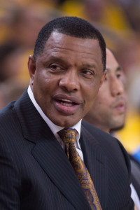 April 18, 2015; Oakland, CA, USA; Golden State Warriors associate head coach Alvin Gentry during the third quarter in game one of the first round of the NBA Playoffs against the New Orleans Pelicans at Oracle Arena. The Warriors defeated the Pelicans 106-99. Mandatory Credit: Kyle Terada-USA TODAY Sports