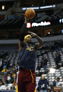 Mar 10, 2015; Dallas, TX, USA; Cleveland Cavaliers center Brendan Haywood  shoots prior to the game against the Dallas Mavericks at American Airlines Center. Mandatory Credit: Matthew Emmons-USA TODAY Sports